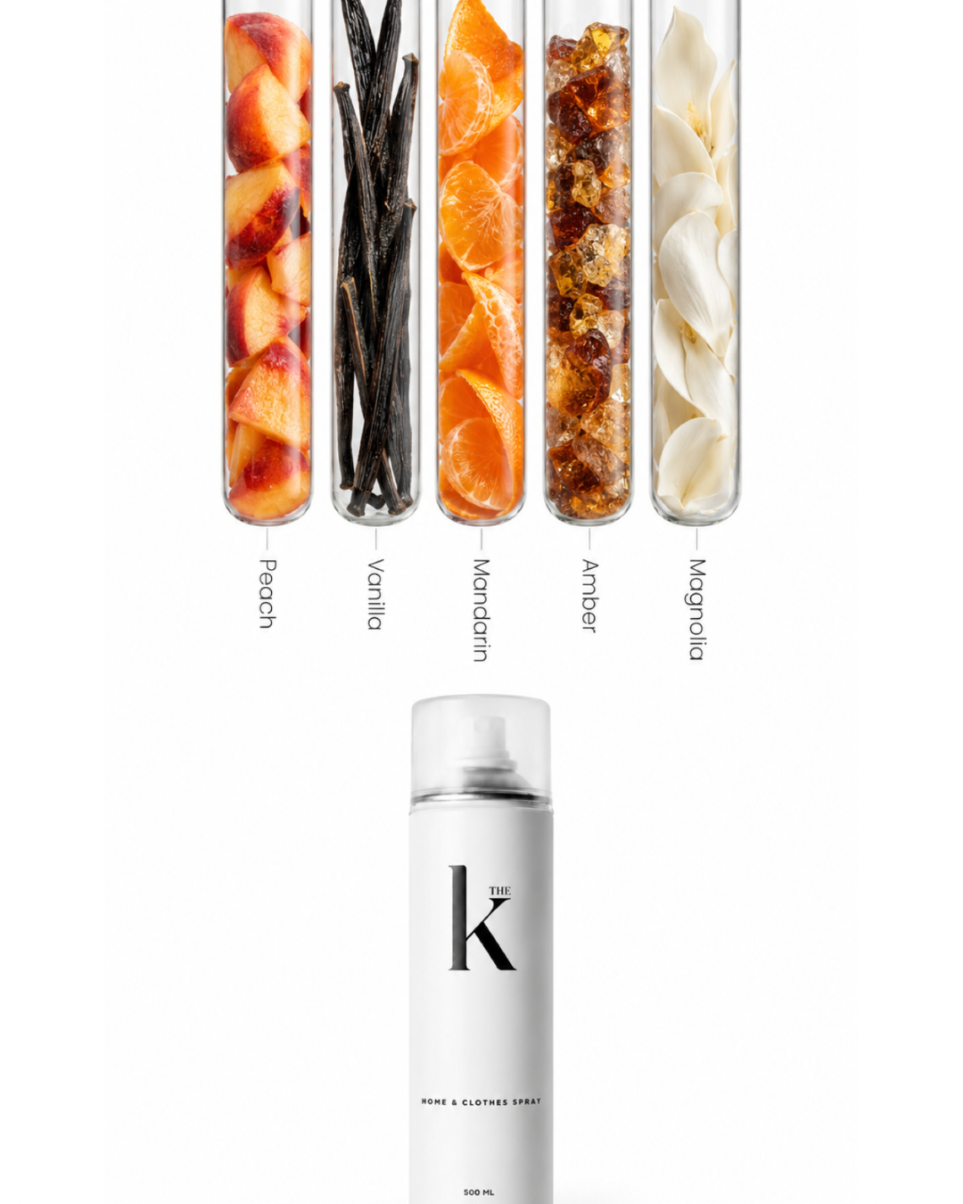 Home Spray White notes: Peach, Vanilla, Mandarin, Amber, Magnolia